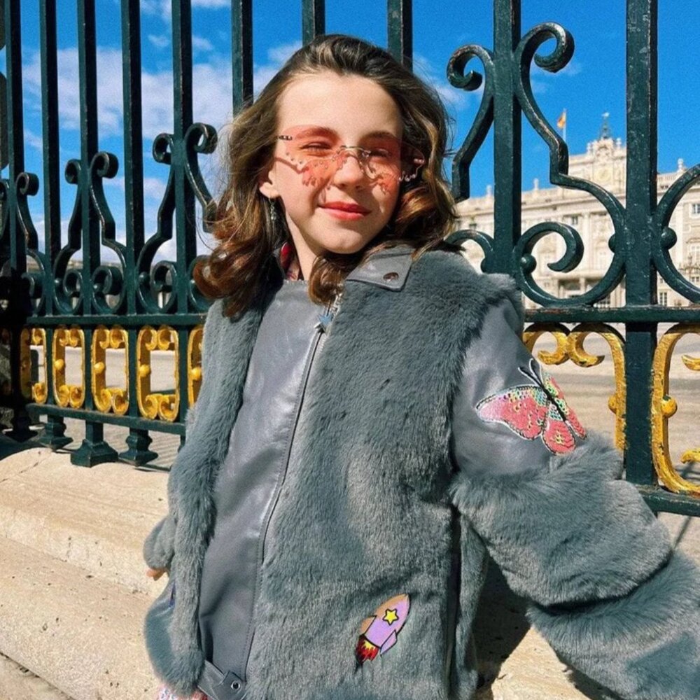 Lola + the Boys Grey Faux Fur Patch Moto Coat Jacket Size 12
